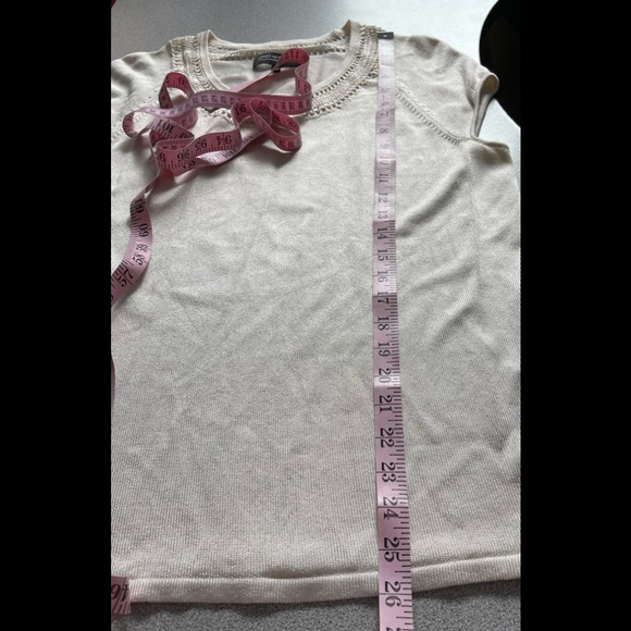 Jones New York Cream Silky Knit Cap Sleeve Sweater Size XL - Picture 8 of 8